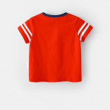 Toddler Boy Cartoon Football Soccer Pattern Short Sleeve T-shirt