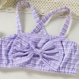 Toddler Kids Girl Two Pieces Lattice Cross Strap Top and A-Line Skirt Set