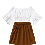 Toddler Kids Girl Two Pieces Long Swing Sleeves and Pencil Skirt