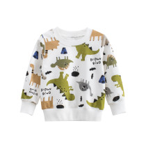 Toddler Boys Beige Dinosaur Pattren Long Sleeve Sweatshirt