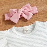 Toddler Kids Girl Two Pieces Flying Sleeve Kintting Top and Skirt Set