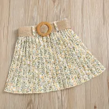Toddler Kids Girl Two Pieces Sling Tank A-Line Floral Printed Skirt Set