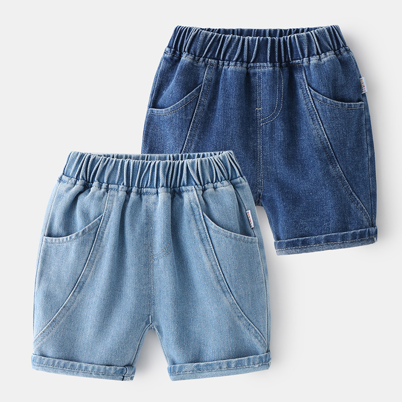 Toddler Boy Elastic Jeans Shorts Solid Color Pants