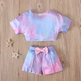Toddler Kids Girl Two Pieces Tie Dye Short Sleeve Tank and Shorts Set