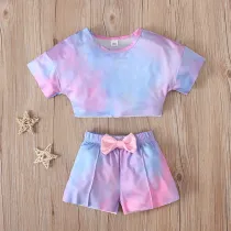 Toddler Kids Girl Two Pieces Tie Dye Short Sleeve Tank and Shorts Set