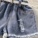 Toddler Kids Girl Two Pieces Short Sleeve Top and Denim Shorts Set