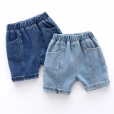 Toddler Boy Elastic Jeans Shorts Solid Color Pants