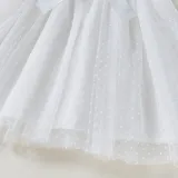 Toddler Kids Girl Short Puff Sleeve Splicing Mesh Dress