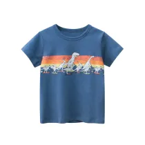 Toddler Boy Cartoon Dinosaur Migration Pattern Short Sleeve T-shirt