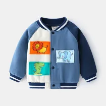 Toddler Boys Color Stitching Cute Animals Baseball Uniform Coat