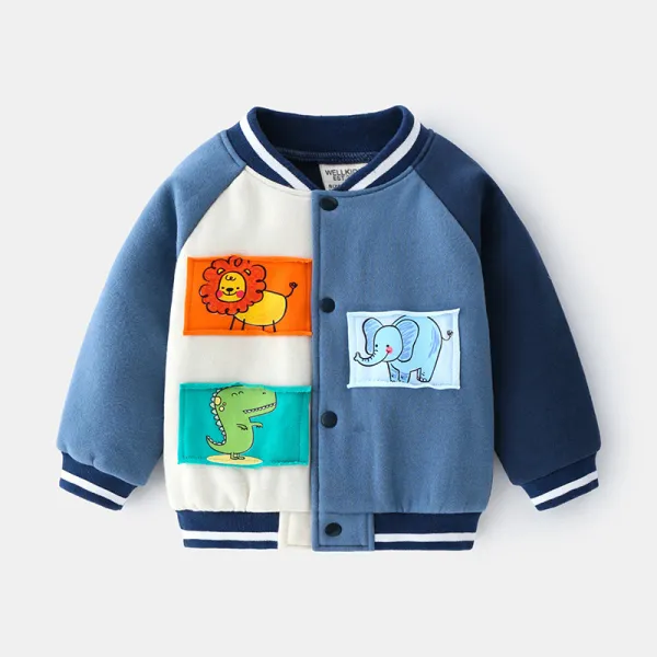 Toddler Boys Color Stitching Cute Animals Baseball Uniform Coat