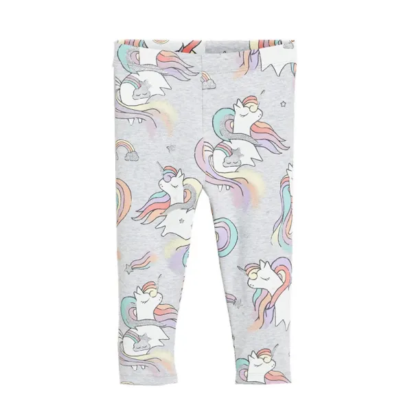 Toddler Kids Girl Blue Cartoon Rainbow Unicorn Printed Leggings