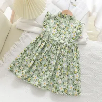 Toddler Kids Girl Flying Sleeve Floral Printed Short Dress