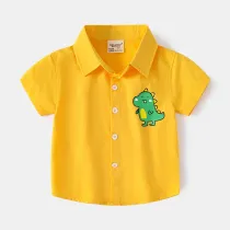 Toddler Boy Short Sleeve Cartoon Dinosaur Plolo T-shirt