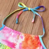 Toddler Kids Girl Two Pieces Tie Dye Halter Mini Romper
