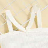 Toddler Kids Girl Two Pieces Sling Kintting Tank and Bow Tie Skirt Set