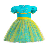 Toddler Kids Girl Puff Sleeve Mesh A-Line Splicing Tutu Princess Dress