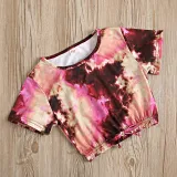 Toddler Kids Girl Two Pieces Tie Dye Short Sleeve Tops and Shorts Set