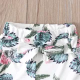 Toddler Kids Girl Two Pieces Pink Shorts Sleeve Tops and Floral Printed Skirt Set