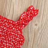 Toddler Kids Girl Two Pieces Smocked Sling Top and A-Line Polka Dots Dress Set