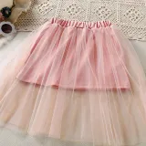 Toddler Kids Girl Two Pieces Short Sleeve Top and Mesh Skirt Set
