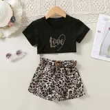Toddler Kids Girl Two Pieces Tank Top Leopard Print Shorts Set