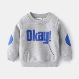 Toddler Boys Round Collar Slogan Long Sleeve Sweatshirt