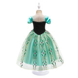 Toddler Kids Girl Green Floral Printed A-Line Mesh Tutu Gowns Dress