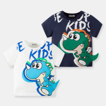 Toddler Boy Cartoon Cute Dinosaur Short Sleeve Round Collar T-shirt