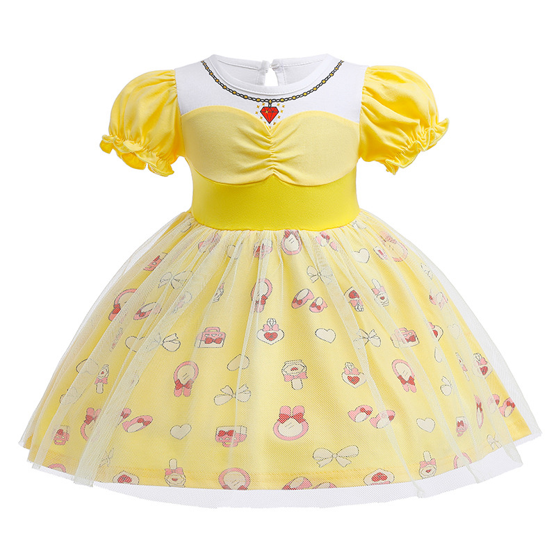 Toddler Kids Girl Puff Sleeve Lace Mesh A-Line Tutu Princess Dress