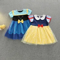 Toddler Kids Girl Short Sleeve Princess Dress with Cloak