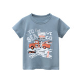 Toddler Boy Cartoon Car Pattern Short Sleeve T-shirt