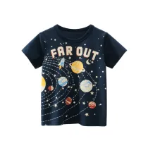 Toddler Boy Cartoon Planet Pattern Short Sleeve T-shirt