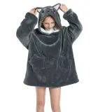 Kids Husky Hooded Wearable Oversized Sherpa Blanket Hoodie Sweatshirt Super Soft Warm Plush Hooded Blanket