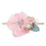 Pink Flowers Rubber Band Princess Headpiece Hair Clip Hair Band
