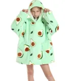 Kids Avocado Wearable Oversized Sherpa Blanket Hoodie Sweatshirt Super Soft Warm Plush Hooded Blanket