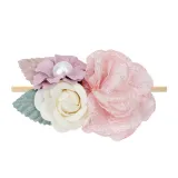 Beige Pearl Flowers Rubber Band Princess Headpiece Hair Clip Hair Band