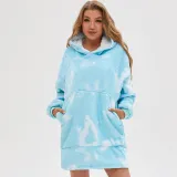 Tie-Dyed Lazy Blanket Hooded TV Blanket Plus Velvet Warm Casual Sweater Blanket