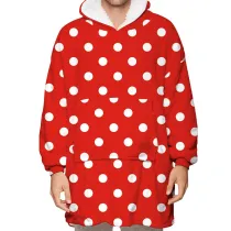 Dot Lazy Blanket Hooded TV Blanket Plus Velvet Warm Casual Sweater Blanket