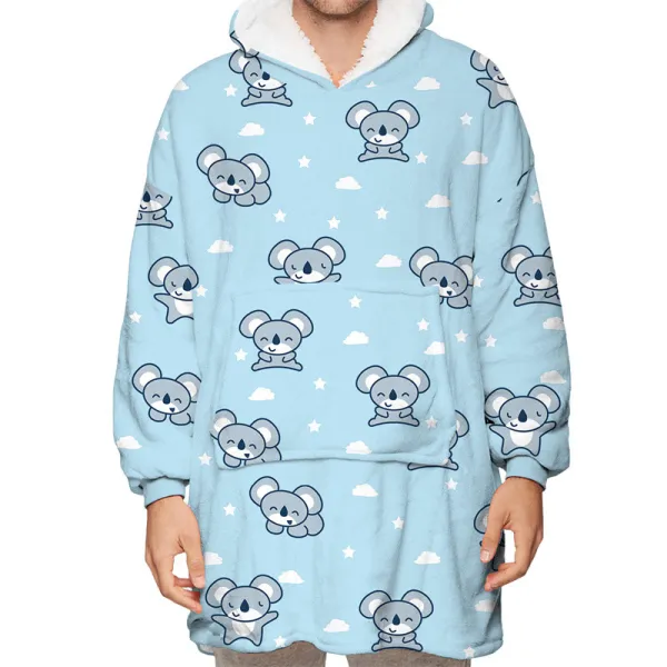 Koala Lazy Blanket Hooded TV Blanket Plus Velvet Warm Casual Sweater Blanket