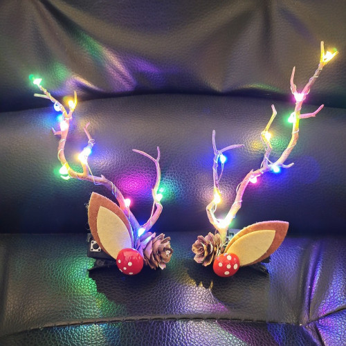 Merry Christmas Pine Cones Lamp Headpiece LED Light Up Headdress Hairpin