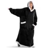 Lazy Blanket Hooded Pullover Flannel TV Blanket Lazy Clothes Pajamas Sweater TV Blanket