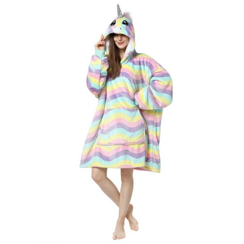 Adult Ripple Wearable Oversized Sherpa Blanket Hoodie Sweatshirt Super Soft Warm Plush Hooded Blanket