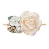 Beige Pearl Flowers Rubber Band Princess Headpiece Hair Clip Hair Band