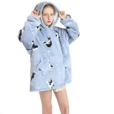 Kids Cute Dog Hooded Wearable Oversized Sherpa Blanket Hoodie Sweatshirt Super Soft Warm Plush Hooded Blanket