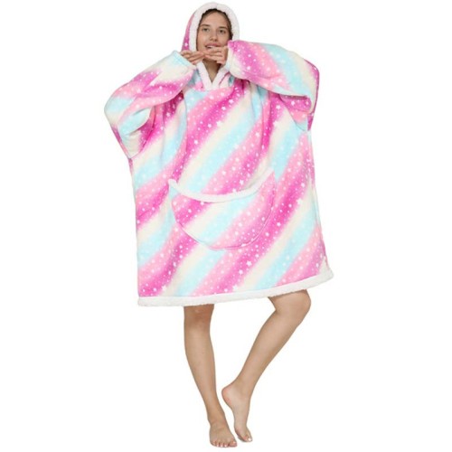 Adult Starry Sky Wearable Oversized Sherpa Blanket Hoodie Sweatshirt Super Soft Warm Plush Hooded Blanket