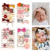Flower Bow Baby 10 Pieces Headpiece Toothed Antiskid Hair Band Hair Clasp