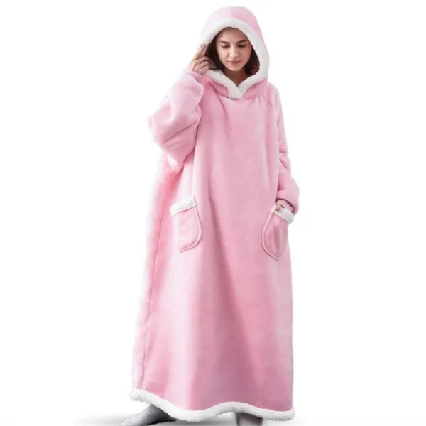 Extended Vertical Pocket Flannel Lazy Blanket Flannel Lamb Wool TV Blanket