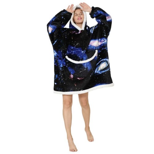 Adult Universe Wearable Oversized Sherpa Blanket Hoodie Sweatshirt Super Soft Warm Plush Hooded Blanket