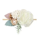 Beige Pearl Flowers Rubber Band Princess Headpiece Hair Clip Hair Band